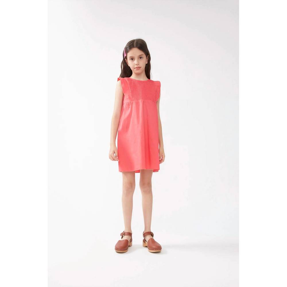 NEW COMPANIA FANTASTICA girl's short smocked dress in pink